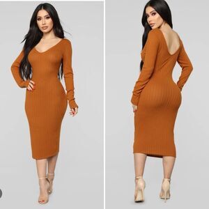 NWT Fashion Nova For The Thrill Of It Midid Dress Rust 2X